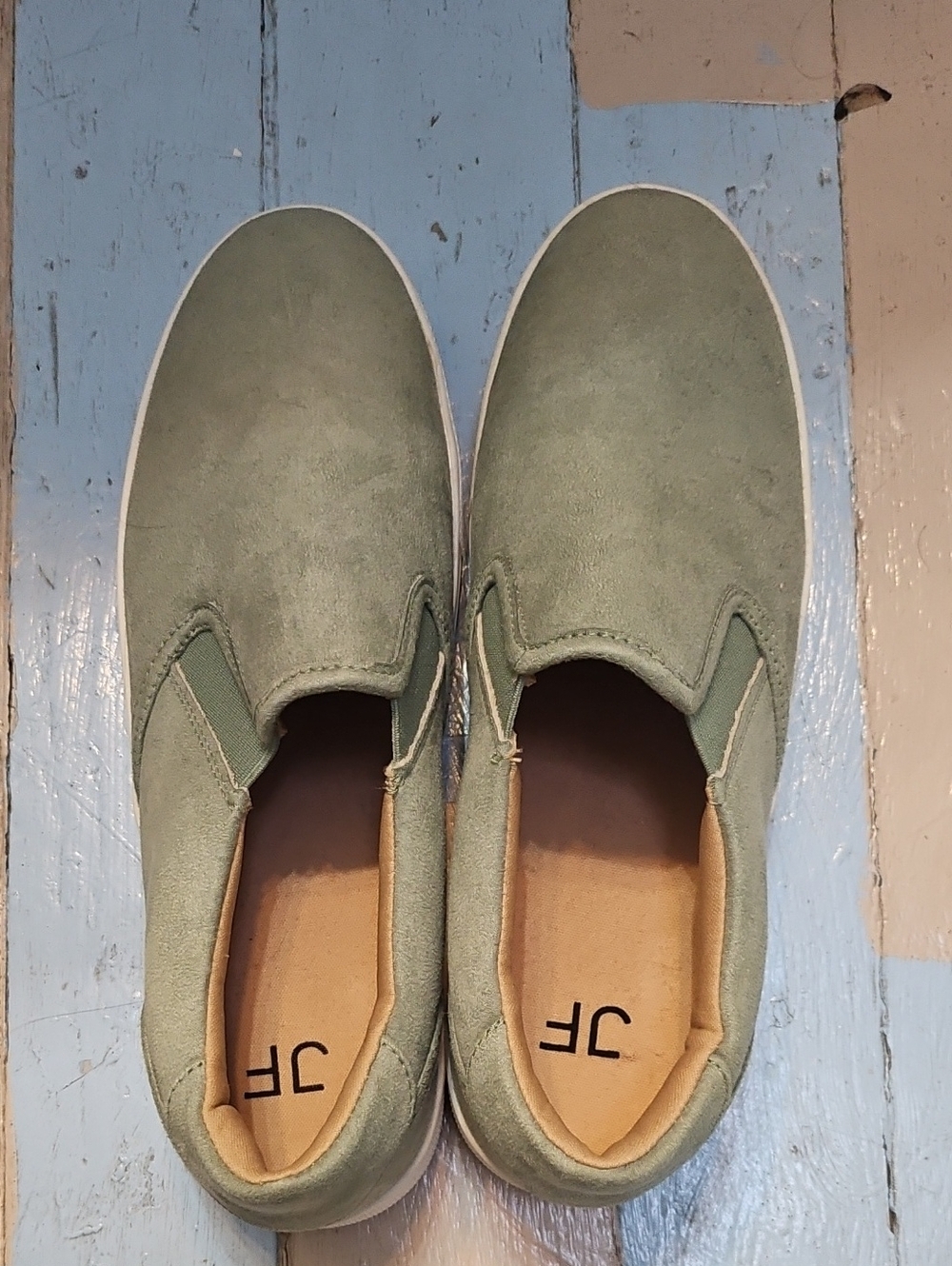 JustFab Women's Slip-On Flats in Sage Green